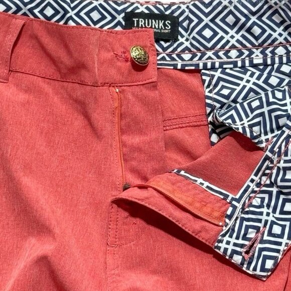 TRUNKS Men's Shorts Polyester Comfort Fit Belt Loops Zip Closure Pockets Size 34 - Picture 7 of 11